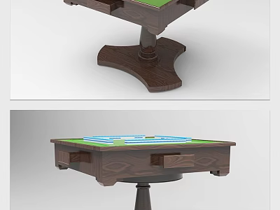 Wooden Entertainment Table Green Surface With Storage Drawers Sturdy Pedestal Base For Family Game Room 3d model
