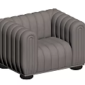 Stylish Light Gray Single Sofa With Vertical Stitching And Black Wooden Legs