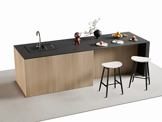 Western Kitchen Bar Nakajima Dining Table and Chair Dining Island Table 3d model