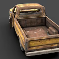 Vintage Yellow Rusty Truck With Weathered Body And Classic Design