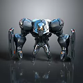 Futuristic Sci Fi Robot With Metallic Armor Mechanical Arms And Glowing Eyes