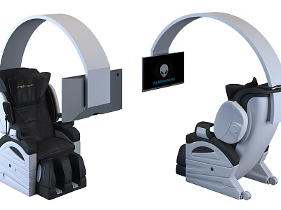 Modern Ergonomic Massage Chair With Curved Frame And Built in Screen 3d model
