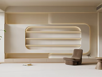 Modern sofa background wall cream wind sofa background wall 3d model