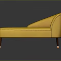 Modern Yellow Upholstered Chaise Lounge With Tufted Backrest And Wooden Legs With Metal Accents
