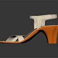 Stylish White And Orange High Heel Sandals With Ankle Straps For Summer Wear
