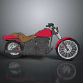 Vintage Red Motorcycle With Brown Leather Seat Black Body And Chrome Details