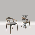 Modern Wooden Dining Chairs With Curved Armrest And Upholstered Seats