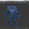Game And Movie Character With Muscular Build Spiked Armor Red Accents And Clawed Hands