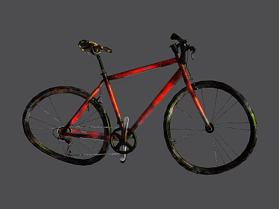 Vibrant Red And Orange Bicycle With Sleek Frame And Green Accented Wheels 3d model