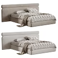 Modern Double Bed Design With Upholstered Headboard And Cozy Bedding Set