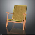 Modern Chair Design With Yellow Woven Seat Back And Orange Armrests Legs