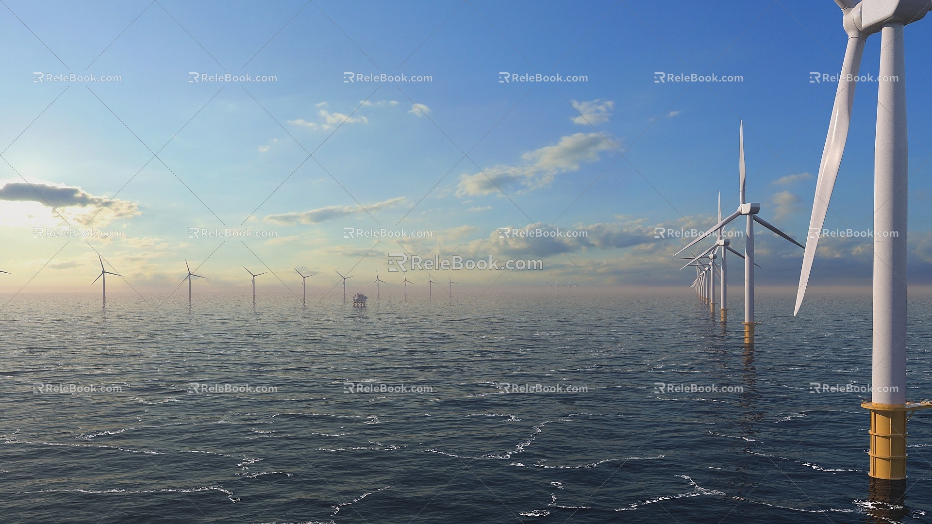 Offshore Wind Power Marine Foam 3d model