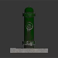 Building Exterior Metal Fire Hydrants In Black Red Green With White Base
