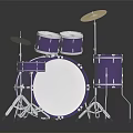 Professional Purple Drum Set With White Drumheads Cymbals And Chrome Stands