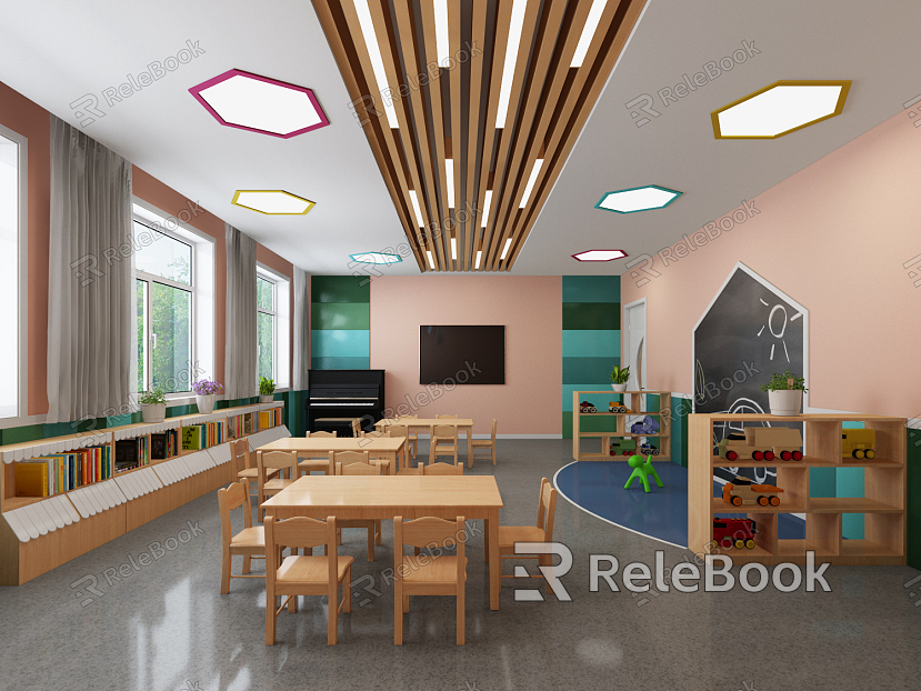 Modern Kindergarten Classroom Reading Room Music Room Painting Room Art Room Activity Room Early Education Center model