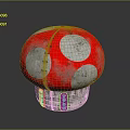 Red Mushroom Shaped Household Item With White Spots Top Gray Base And Blue Small Lights