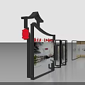 Foldable Modular Exhibition Display Shelves in Red Yellow White for Artworks with Visitors Viewing