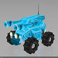 Blue Military Vehicle Toy Model With Dual Cannons Large Tires Headlights And Antenna