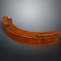 Sturdy Curved Brown Wooden Reception Counter With Smooth Surface And Elegant Design