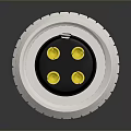 Metal Electrical Connector With Silver Housing Black Interior And Yellow Contacts