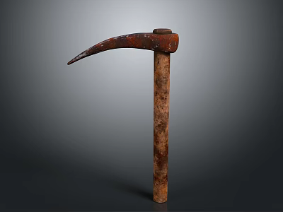 Old Rusty Scythe With Wooden Handle Vintage Agricultural Farm Equipment 3d model