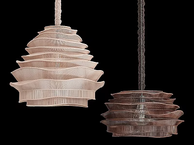 Layered Wavy Fabric Pendant Lights in Two Tone Colors Modern Design 3d model