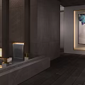 Modern Hotel Corridor Interior With Wooden Walls Lighting And Decorative Artwork