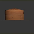 Traditional Orange Bamboo Steamer with Lid on Pink Mat for Kitchen Use