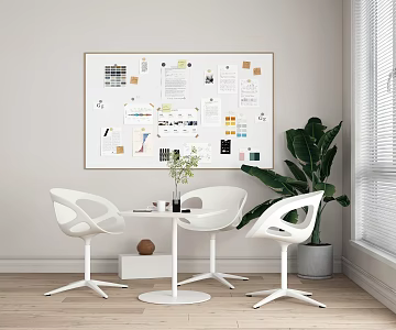 Table and Chair Office Table and Chair Conference Table and Chair Negotiation Table Whiteboard Notes Wall Post-it Notes 3d model