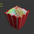 Red And White Striped Popcorn Bucket Filled With Fresh Popcorn Perfect For Movie Nights