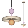 Modern Copper Sphere And White Disc Shade Pendant Light With Light Globe 3d model