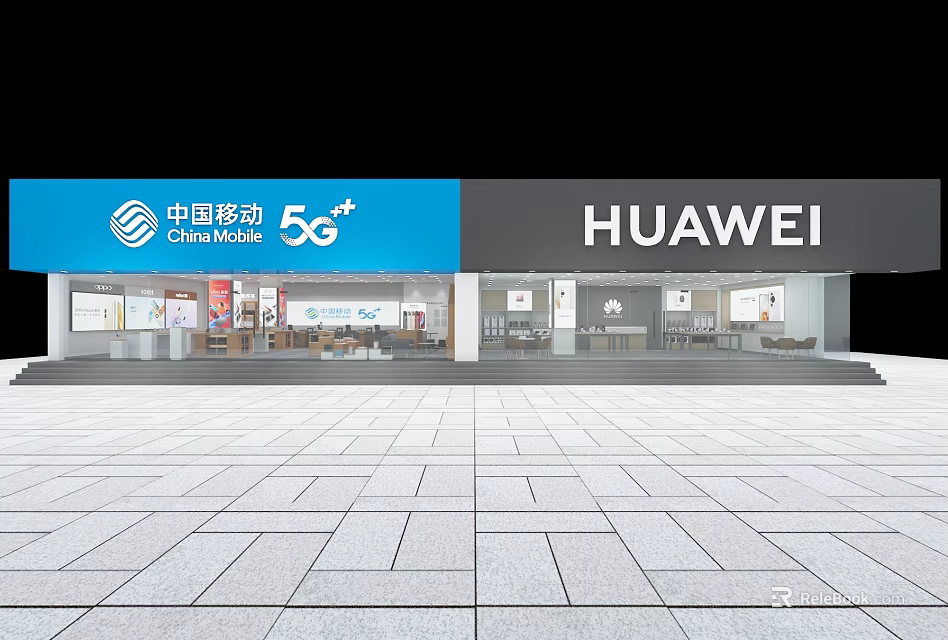China Mobile 5G Huawei Digital Store Front With Product Display Area 3d model 