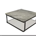 Modern Coffee Table Featuring Marble Top Metal Frame And Lower Shelf 3d model