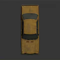 Rusty Old Vintage Car Body With Blue Windows And Black Tires