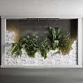 Modern Indoor Wall With Hanging Basket Green Plants And Fresh Foliage Decor