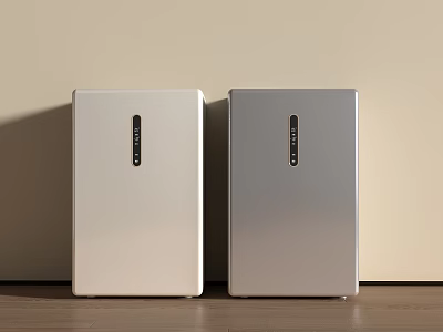 White and Silver Refrigerators Freezers Placed Against the Wall On Wooden Floor in Modern Setting 3d model