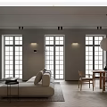 Modern Guest Restaurant Sofa Coffee Table Combination Dining Table and Chair Chandelier Floor Lamp 3d model