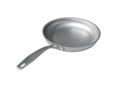 Silver Frying Pan With Ergonomic Handle And Smooth Cooking Surface 3d model