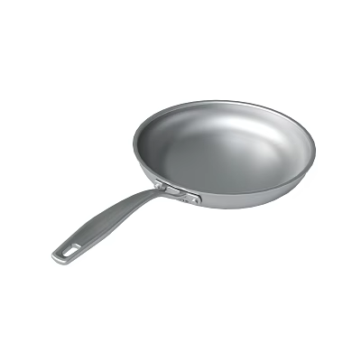 Silver Frying Pan With Ergonomic Handle And Smooth Cooking Surface 3d model