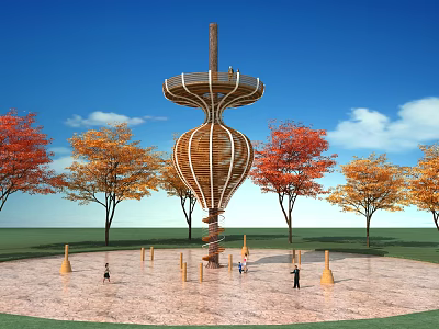Modern Watchtower Tree House 3d model