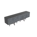 Modern Console Table Design With Herringbone Texture Metal Legs And Storage Cabinets 3d model