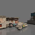 Stilt Houses With Weathered Wood Structures And Colorful Graffiti