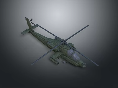 Detailed 3D Green Helicopter Model Supporting Aerospace Mission Operations With Rotors 3d model