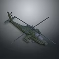 Detailed 3D Green Helicopter Model Supporting Aerospace Mission Operations With Rotors