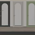 Hinged Doors in Black White Light Green with Arched Top Ribbed Glass and Golden Handles