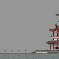 Chinese Pagoda Ancient Architecture Tower Temple Book Pavilion 3d model