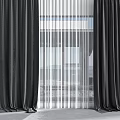 Black Thick Curtains and White Sheer Curtains for Window Interior Decoration Design