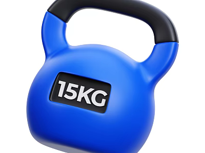 Blue 15KG Kettlebell Sports Equipment With Black Handle For Fitness Training 3d model