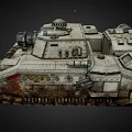 Military Combat  Tank With Tracks Cannon Headlights And Weathered Armor Design