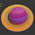 Colorful Striped Sphere With Purple Pink Layers And Orange Red Rings On Dark Background